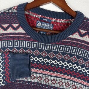 American Rag Sweater Mens‎ Large Geometric Fair Isle Crewneck Winter Holiday